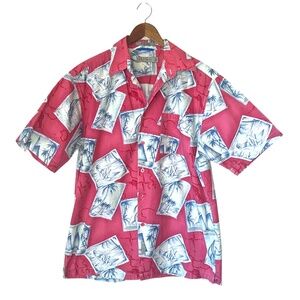 Men's Retreat Pin Up Girl Postcard Hawaiian Style Retro Vacation Shirt M